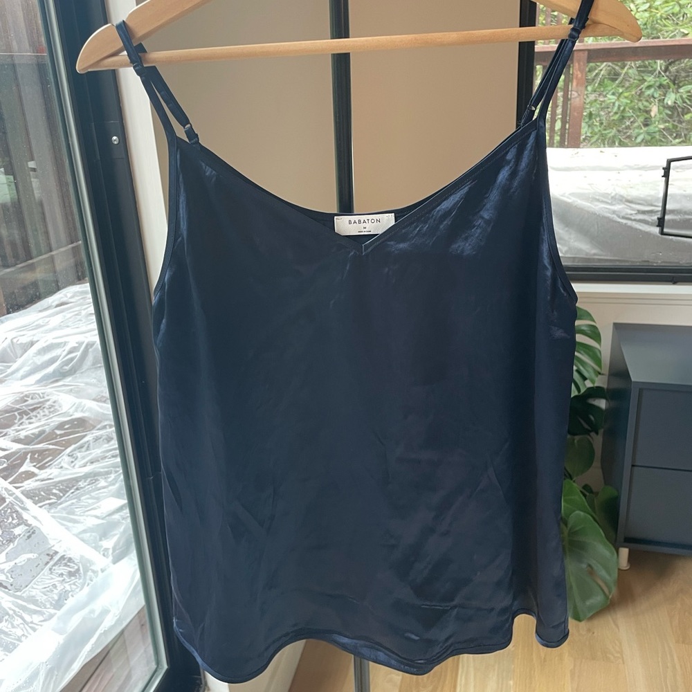 Aritzia Navy Silk Tank